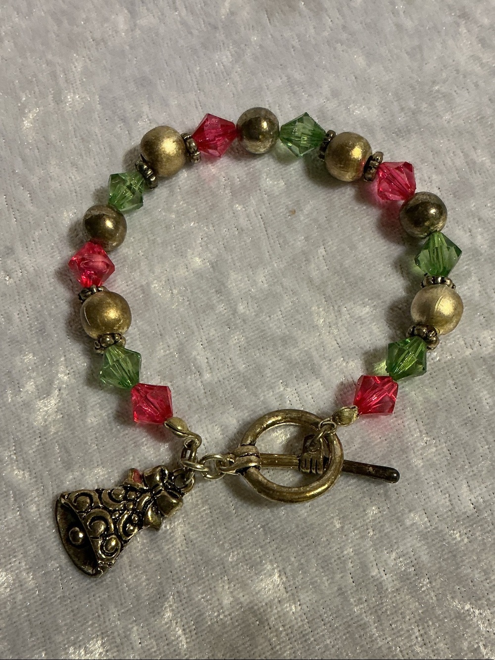 Bead Bracelet with Pink & Green Accents